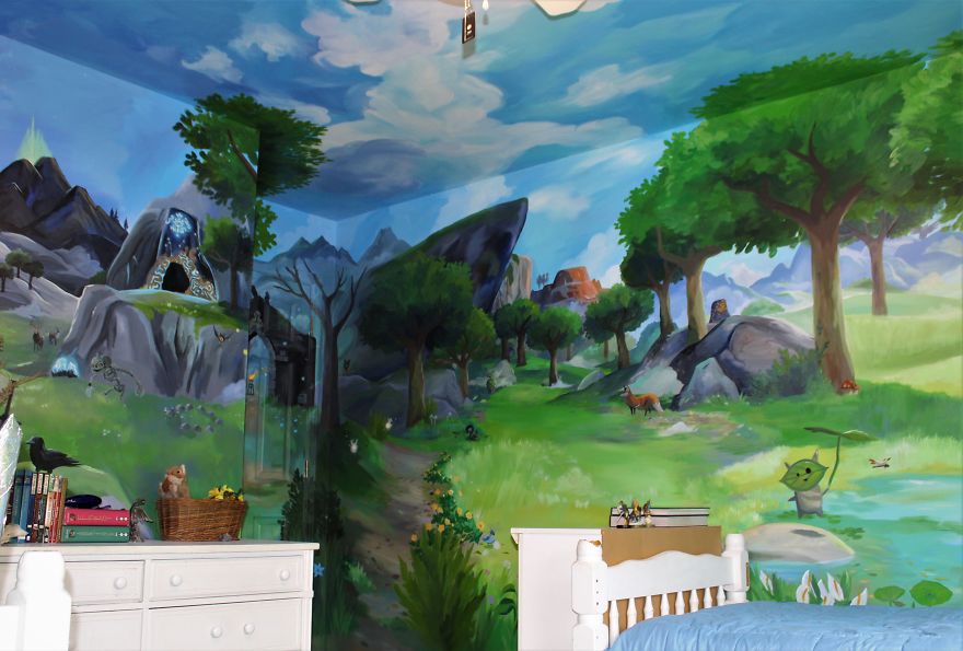 10 Pics Of My Sisters’ Bedroom After I Restyled Its Walls To Look Like Scenery From The Legend Of Zelda 10 Pics Of My Sisters’ Bedroom After I Restyled Its Walls To Look Like Scenery From The Legend Of Zelda