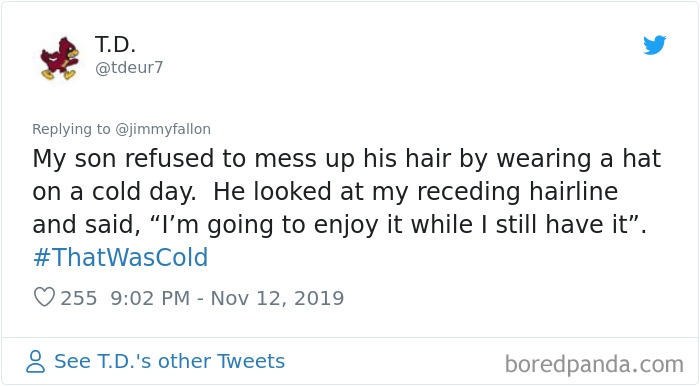 Jimmy Fallon Asks People To Share The “Cold” Insults They’ve Gotten And They Deliver (30 Tweets) Jimmy Fallon Asks People To Share The “Cold” Insults They’ve Gotten And They Deliver (30 Tweets)