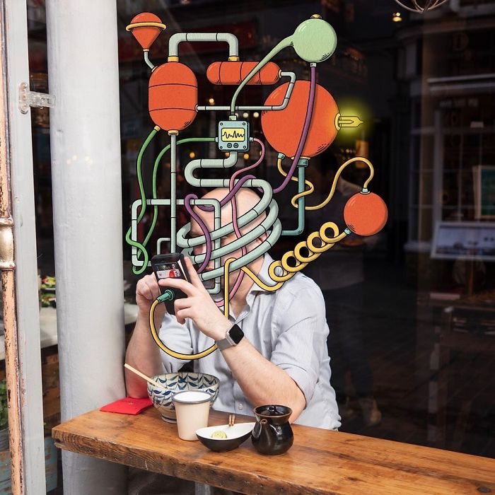 Artist Illustrates People Being Drawn Into Their Smartphones By Digital Monsters (8 Pics) Artist Illustrates People Being Drawn Into Their Smartphones By Digital Monsters (8 Pics)