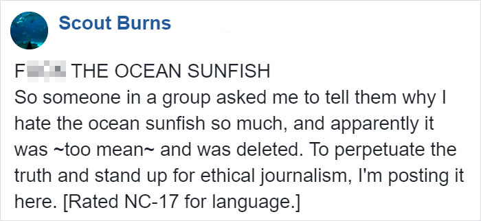 People Are Hysterical Over A Viral Sunfish Rant On Facebook People Are Hysterical Over A Viral Sunfish Rant On Facebook