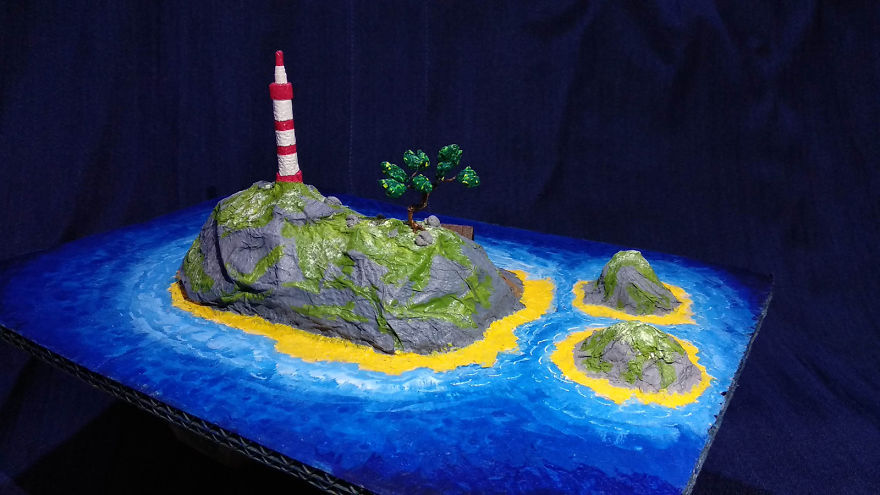 I Spent 50 Hours To Create A Dream Island With Lighthouse Proposed By My 7-Year-Old Son