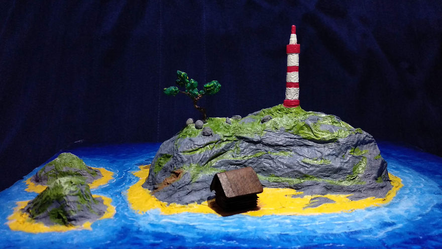 I Spent 50 Hours To Create A Dream Island With Lighthouse Proposed By My 7-Year-Old Son