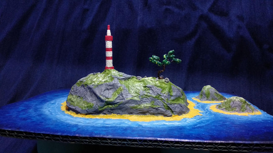 I Spent 50 Hours To Create A Dream Island With Lighthouse Proposed By My 7-Year-Old Son
