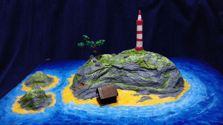 I Spent 50 Hours To Create A Dream Island With Lighthouse Proposed By My 7-Year-Old Son