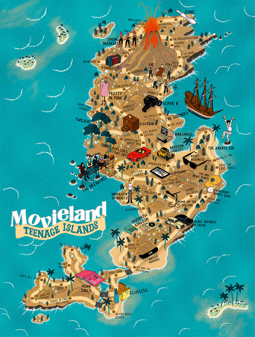 2 Years After Creating The Map Of Movieland With More Than 1,800 Movies, I Teamed Up With An Artist To Create Illustrated Maps For Movie Buffs 2 Years After Creating The Map Of Movieland With More Than 1,800 Movies, I Teamed Up With An Artist To Create Illustrated Maps For Movie Buffs