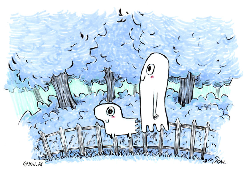The Adventures Of A Little Ghost And His Cute Dog That I Drew For This Year’s Inktober The Adventures Of A Little Ghost And His Cute Dog That I Drew For This Year’s Inktober