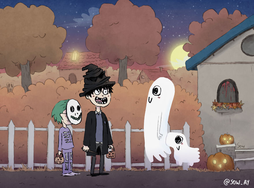 The Adventures Of A Little Ghost And His Cute Dog That I Drew For This Year’s Inktober The Adventures Of A Little Ghost And His Cute Dog That I Drew For This Year’s Inktober