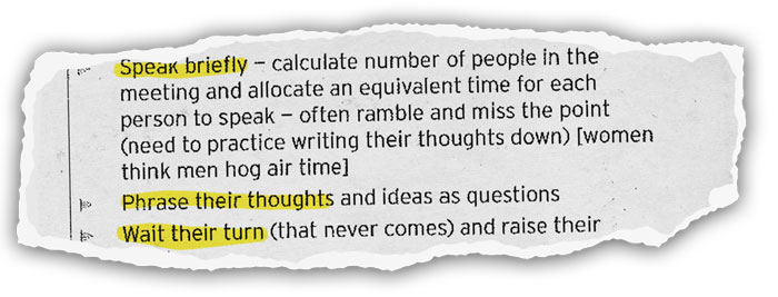 Someone Leaks ‘Leadership Training’ Material From A Seminar Held By Ernst & Young And It Just Reeks Of Sexism Someone Leaks ‘Leadership Training’ Material From A Seminar Held By Ernst & Young And It Just Reeks Of Sexism