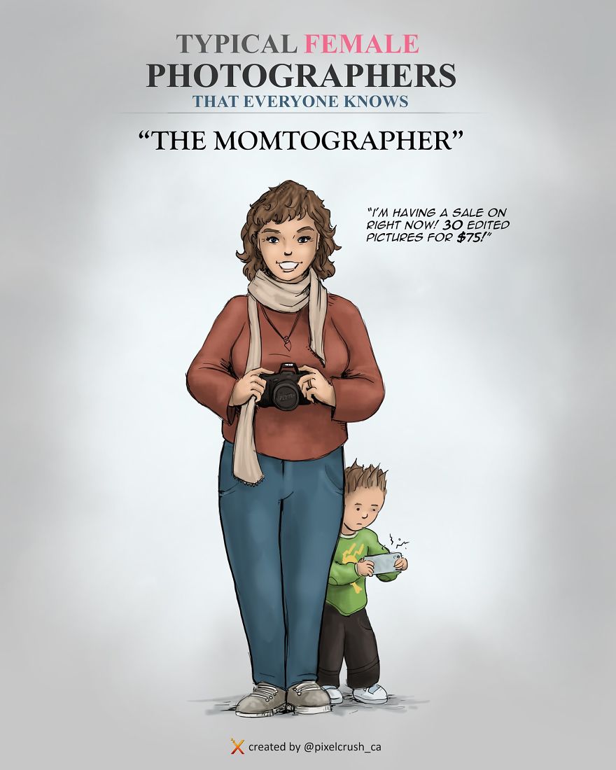 Artist Illustrates Stereotypical Male And Female Photographers And People Are Saying It’s Spot On