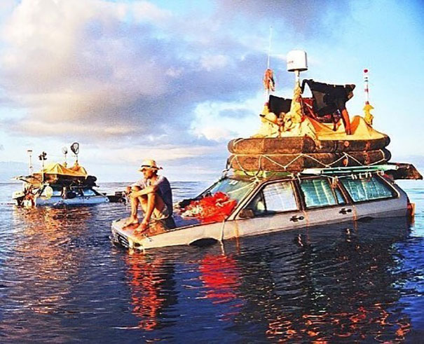In 1999, This Man And His Friend Spent 119 Days In A Floating Car And Crossed The Atlantic In 1999, This Man And His Friend Spent 119 Days In A Floating Car And Crossed The Atlantic