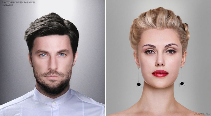 People From Around The World Edited These Man And Woman Headshots To Look Trendy In Their Country (27 Pics)