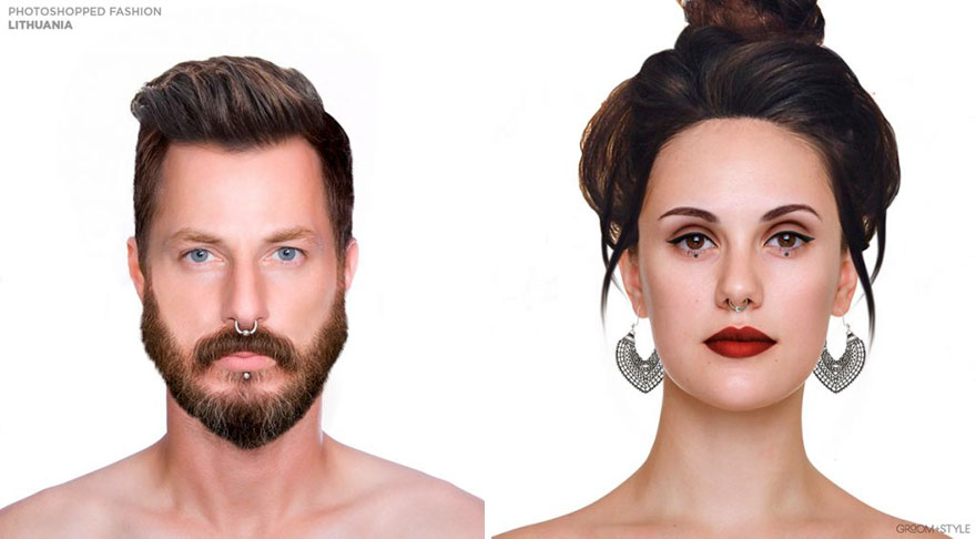 People From Around The World Edited These Man And Woman Headshots To Look Trendy In Their Country (27 Pics)