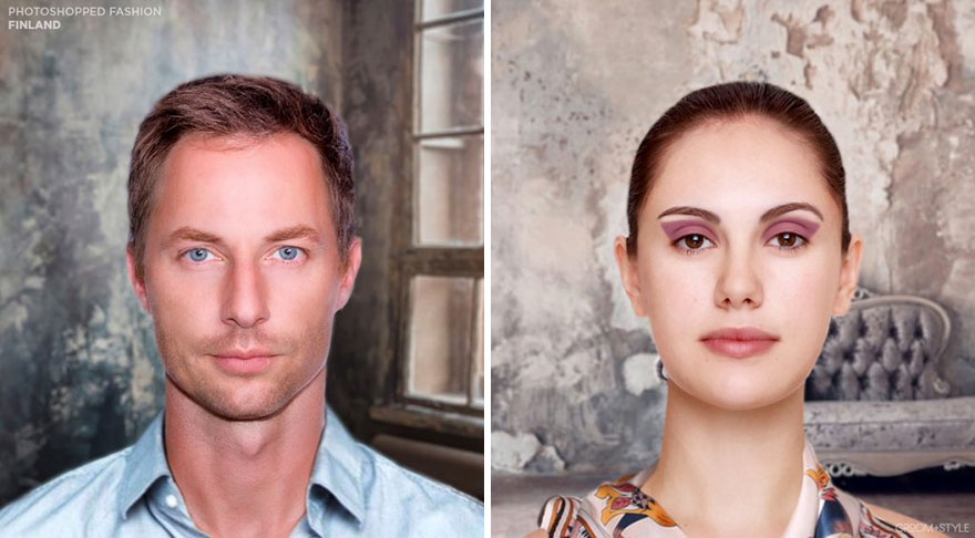 People From Around The World Edited These Man And Woman Headshots To Look Trendy In Their Country (27 Pics)
