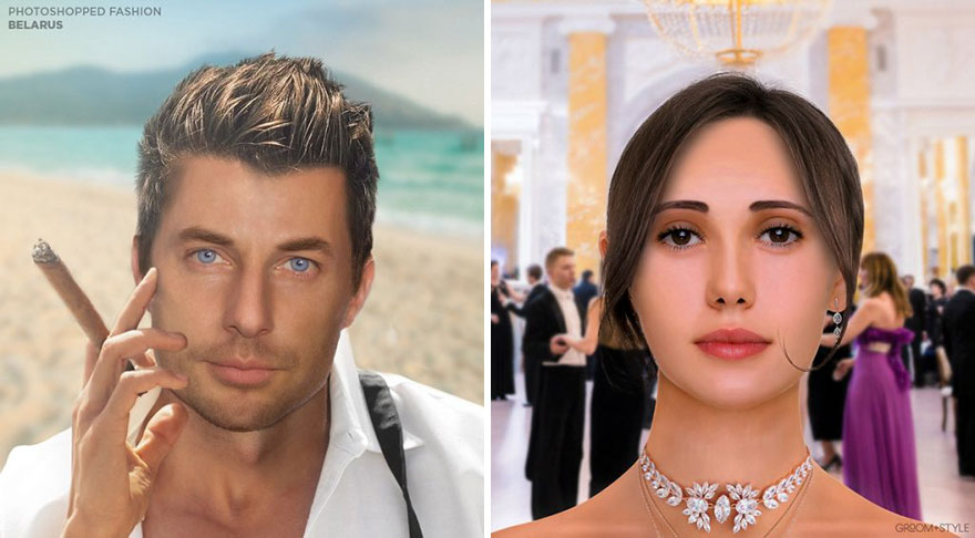 People From Around The World Edited These Man And Woman Headshots To Look Trendy In Their Country (27 Pics)