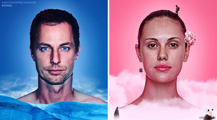 People From Around The World Edited These Man And Woman Headshots To Look Trendy In Their Country (27 Pics)