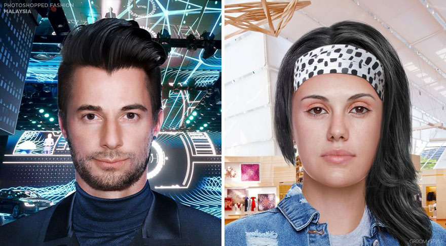 People From Around The World Edited These Man And Woman Headshots To Look Trendy In Their Country (27 Pics)
