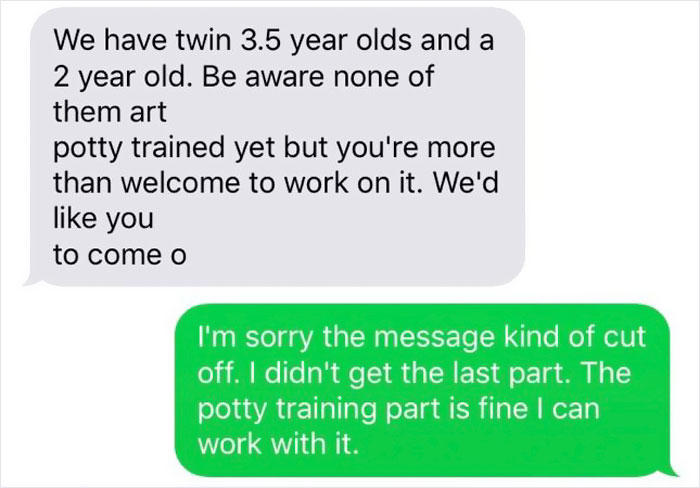Babysitter Shares A Text Exchange With Parents Who Were Looking For Someone To Exploit As Cheap Labor Babysitter Shares A Text Exchange With Parents Who Were Looking For Someone To Exploit As Cheap Labor