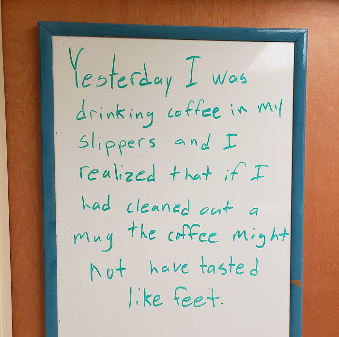 Guy Writes The Stupidest Jokes On A Board At Work Hoping Someone Will Stop Him One Day (24 Pics) Guy Writes The Stupidest Jokes On A Board At Work Hoping Someone Will Stop Him One Day (24 Pics)