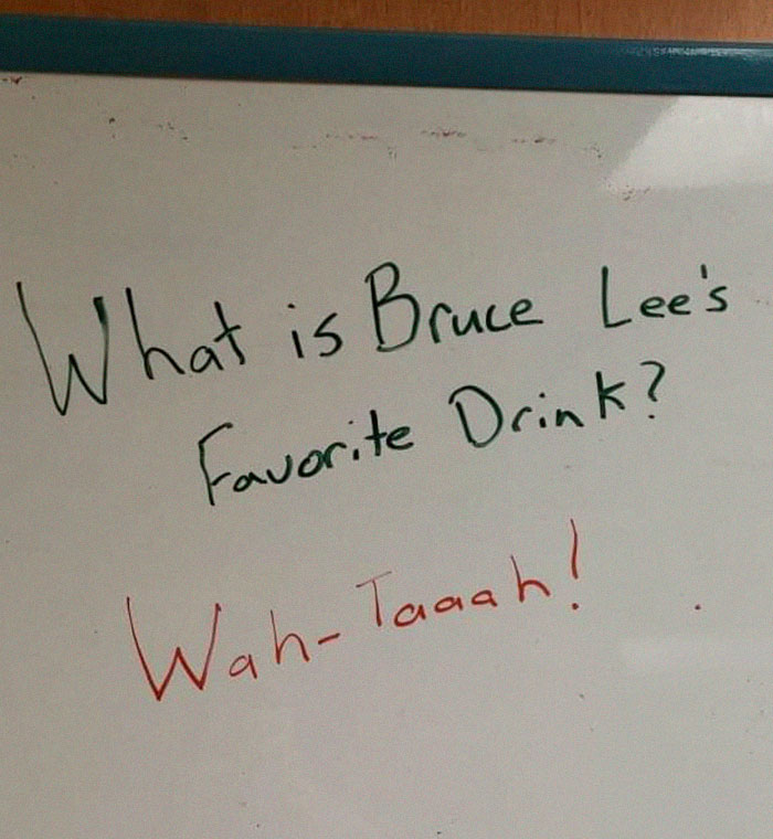 Guy Writes The Stupidest Jokes On A Board At Work Hoping Someone Will Stop Him One Day (24 Pics) Guy Writes The Stupidest Jokes On A Board At Work Hoping Someone Will Stop Him One Day (24 Pics)