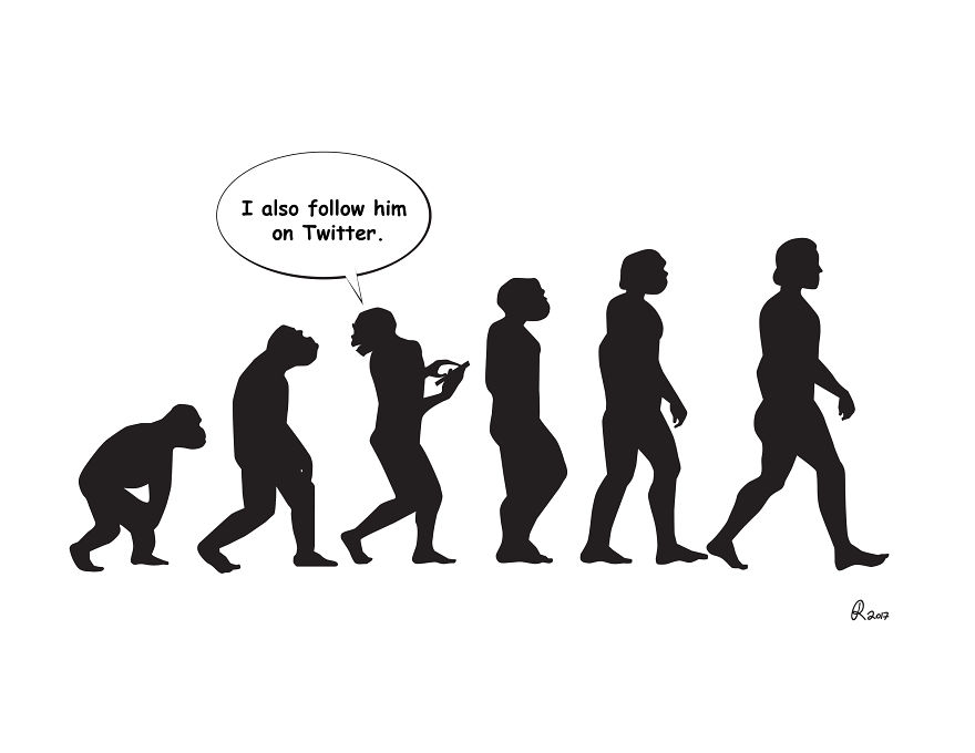 I Poke Fun At Our Modern Society In My 30 Cartoons Of The Human Evolution Silhouette I Poke Fun At Our Modern Society In My 30 Cartoons Of The Human Evolution Silhouette
