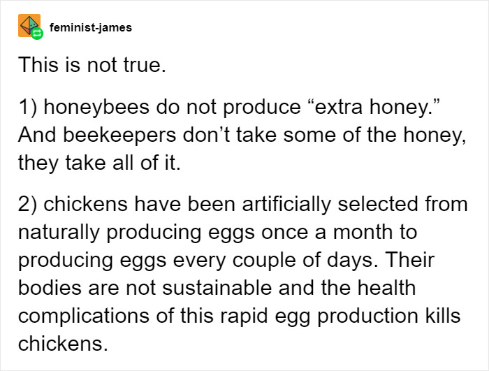 Tumblr Users Tell Vegans That There’s An Ethical Way To Eat Eggs And Honey Tumblr Users Tell Vegans That There’s An Ethical Way To Eat Eggs And Honey