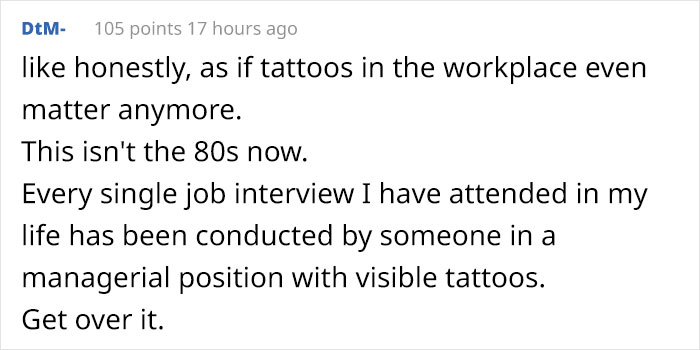 Guy Rants About Tattoos In A Workplace, Gets Shamed For His Own Unprofessional Pic Guy Rants About Tattoos In A Workplace, Gets Shamed For His Own Unprofessional Pic