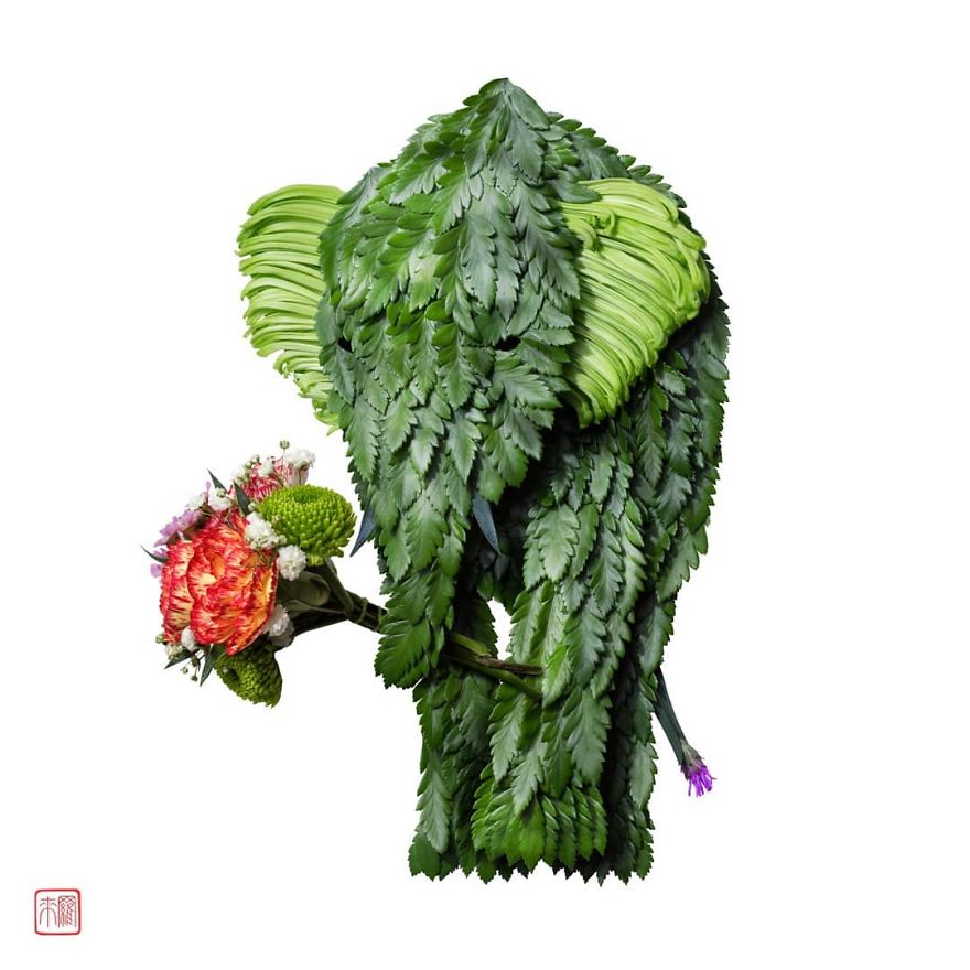 30 Delicate Animal Portraits Created From Things Found In Nature By Raku Inoue 30 Delicate Animal Portraits Created From Things Found In Nature By Raku Inoue