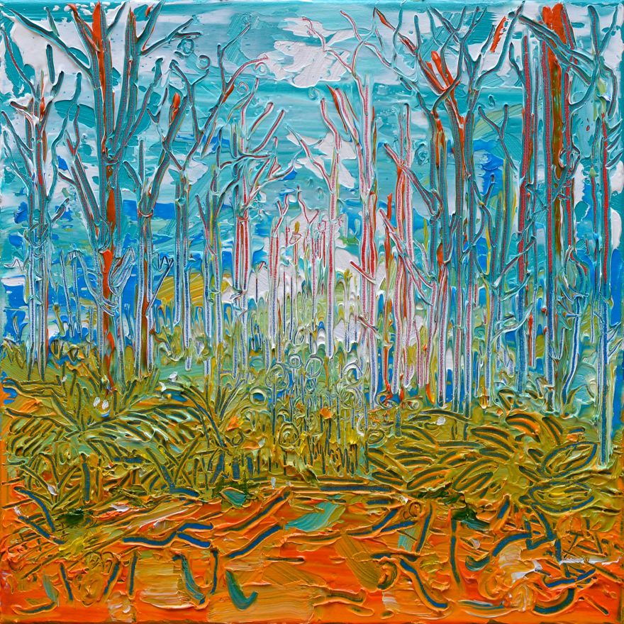 I Paint Tall Trees Paintings Using Sgraffito Technique I Paint Tall Trees Paintings Using Sgraffito Technique