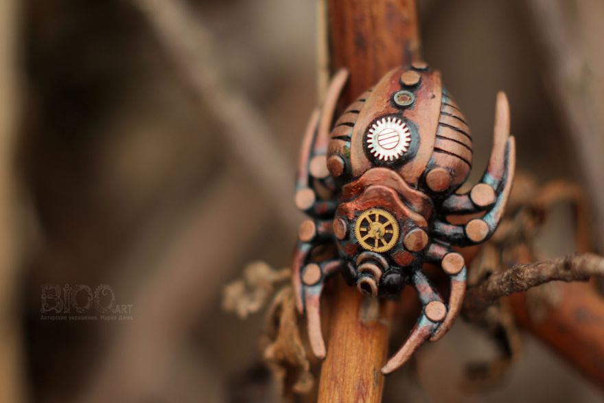 Steampunk Spiders Made Of Polymer Clay Steampunk Spiders Made Of Polymer Clay