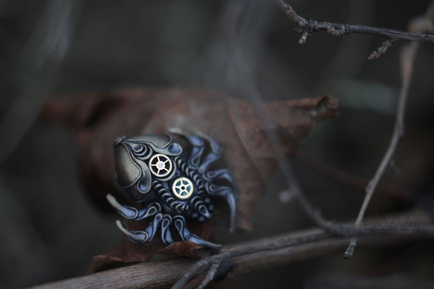 Steampunk Spiders Made Of Polymer Clay Steampunk Spiders Made Of Polymer Clay