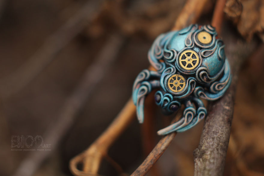 Steampunk Spiders Made Of Polymer Clay Steampunk Spiders Made Of Polymer Clay