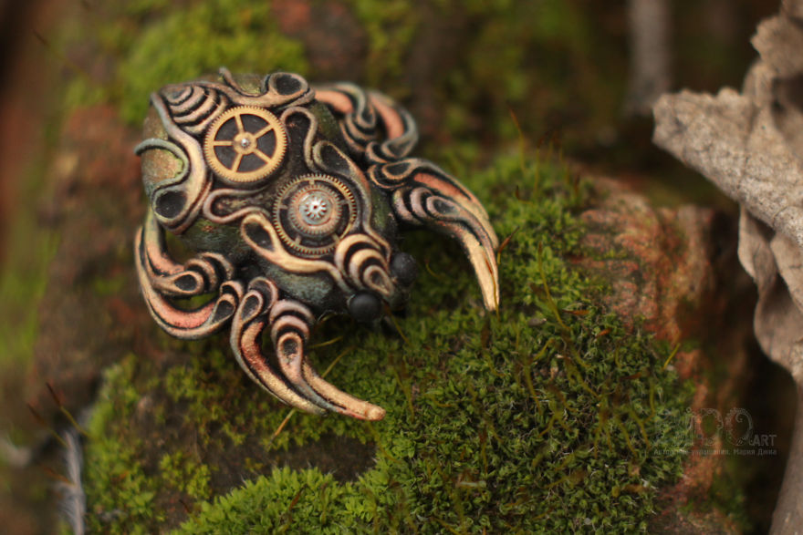 Steampunk Spiders Made Of Polymer Clay Steampunk Spiders Made Of Polymer Clay