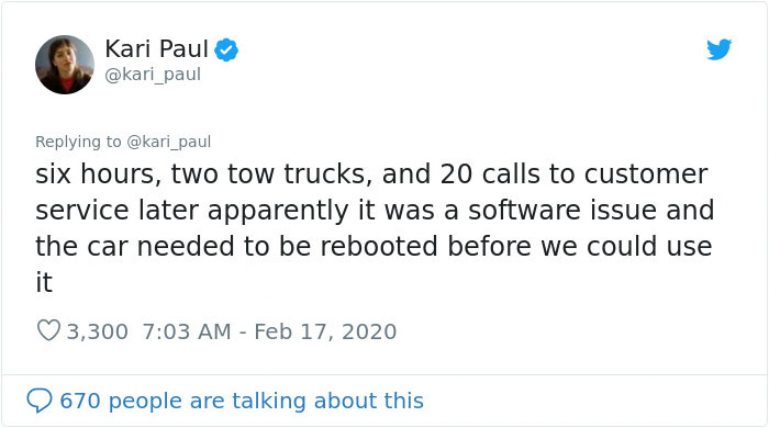 Woman Gets Stuck In Rural California After Losing Cell Service While Driving An App-Powered Rental Car And The Company Tells Her To Sleep In The Car Woman Gets Stuck In Rural California After Losing Cell Service While Driving An App-Powered Rental Car And The Company Tells Her To Sleep In The Car