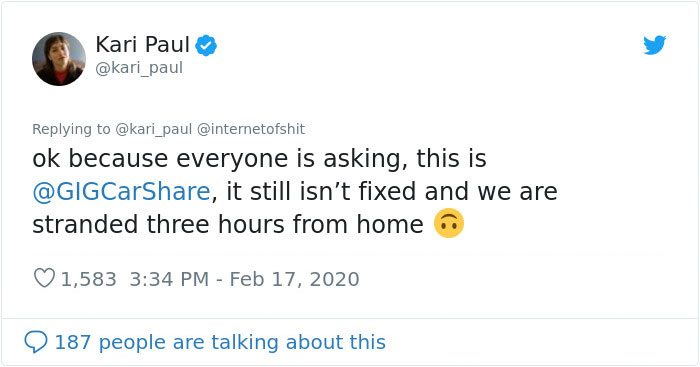 Woman Gets Stuck In Rural California After Losing Cell Service While Driving An App-Powered Rental Car And The Company Tells Her To Sleep In The Car Woman Gets Stuck In Rural California After Losing Cell Service While Driving An App-Powered Rental Car And The Company Tells Her To Sleep In The Car