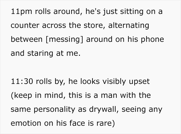 Manager Wants Their Employee To Serve Clients Right Before Closing, Employee Complies To Teach Him A Lesson Manager Wants Their Employee To Serve Clients Right Before Closing, Employee Complies To Teach Him A Lesson