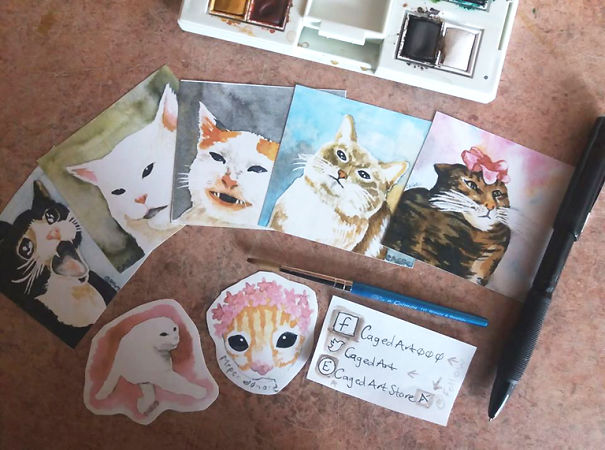 I Made Some Meme Cats Watercolors Because I Love Them I Made Some Meme Cats Watercolors Because I Love Them