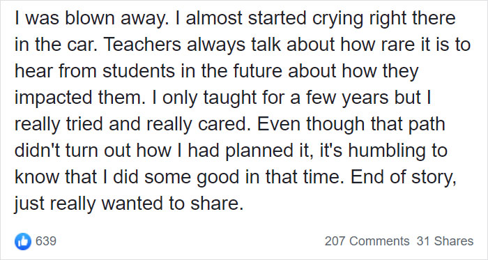 Ex-Teacher Learns That His Simple Act Of Kindness Years Ago Changed The Life Of His Student Ex-Teacher Learns That His Simple Act Of Kindness Years Ago Changed The Life Of His Student