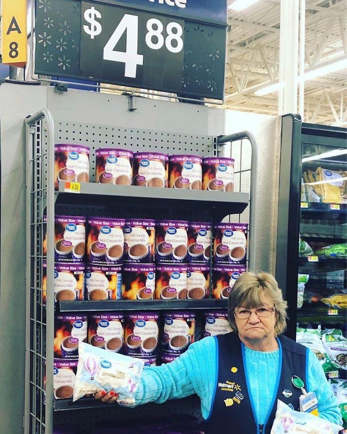 This Lady Works At Walmart, Poses With Its Products For Store’s Local FB Page And People Love Her Sense Of Humor This Lady Works At Walmart, Poses With Its Products For Store’s Local FB Page And People Love Her Sense Of Humor