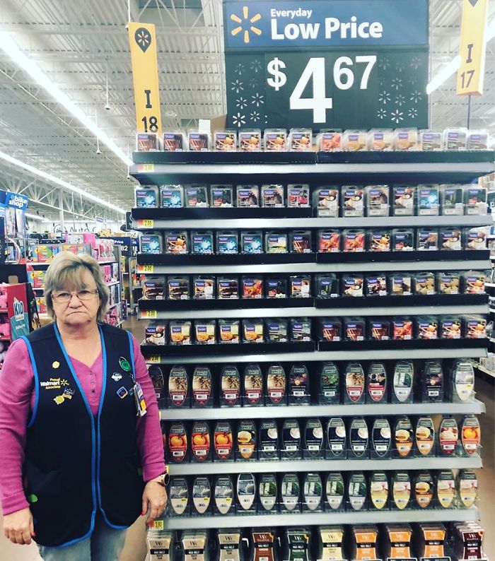 This Lady Works At Walmart, Poses With Its Products For Store’s Local FB Page And People Love Her Sense Of Humor This Lady Works At Walmart, Poses With Its Products For Store’s Local FB Page And People Love Her Sense Of Humor