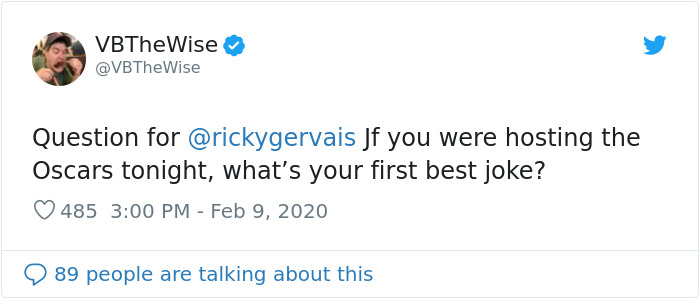 Someone Asks Ricky Gervais For His Opinion On The Oscars, The Comedian Doesn’t Hold Back And Roasts Celebs Once Again Someone Asks Ricky Gervais For His Opinion On The Oscars, The Comedian Doesn’t Hold Back And Roasts Celebs Once Again