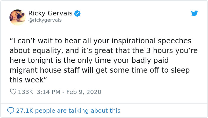 Someone Asks Ricky Gervais For His Opinion On The Oscars, The Comedian Doesn’t Hold Back And Roasts Celebs Once Again Someone Asks Ricky Gervais For His Opinion On The Oscars, The Comedian Doesn’t Hold Back And Roasts Celebs Once Again