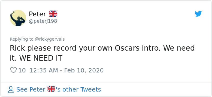 Someone Asks Ricky Gervais For His Opinion On The Oscars, The Comedian Doesn’t Hold Back And Roasts Celebs Once Again Someone Asks Ricky Gervais For His Opinion On The Oscars, The Comedian Doesn’t Hold Back And Roasts Celebs Once Again