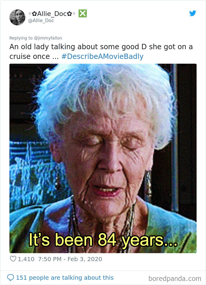 Jimmy Fallon Asks People To Sum Up Famous Movies Badly, And Twitter Delivers (35 Pics) Jimmy Fallon Asks People To Sum Up Famous Movies Badly, And Twitter Delivers (35 Pics)