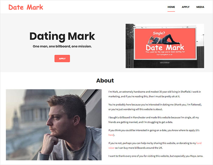 Single 30-Year-Old Man Buys A Billboard Asking Women To Date Him And The Website It Leads To Is Hilarious Single 30-Year-Old Man Buys A Billboard Asking Women To Date Him And The Website It Leads To Is Hilarious