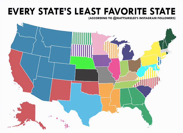 Guy Surveys Americans On Which State They Hate The Most, Puts The Results In A Map Guy Surveys Americans On Which State They Hate The Most, Puts The Results In A Map