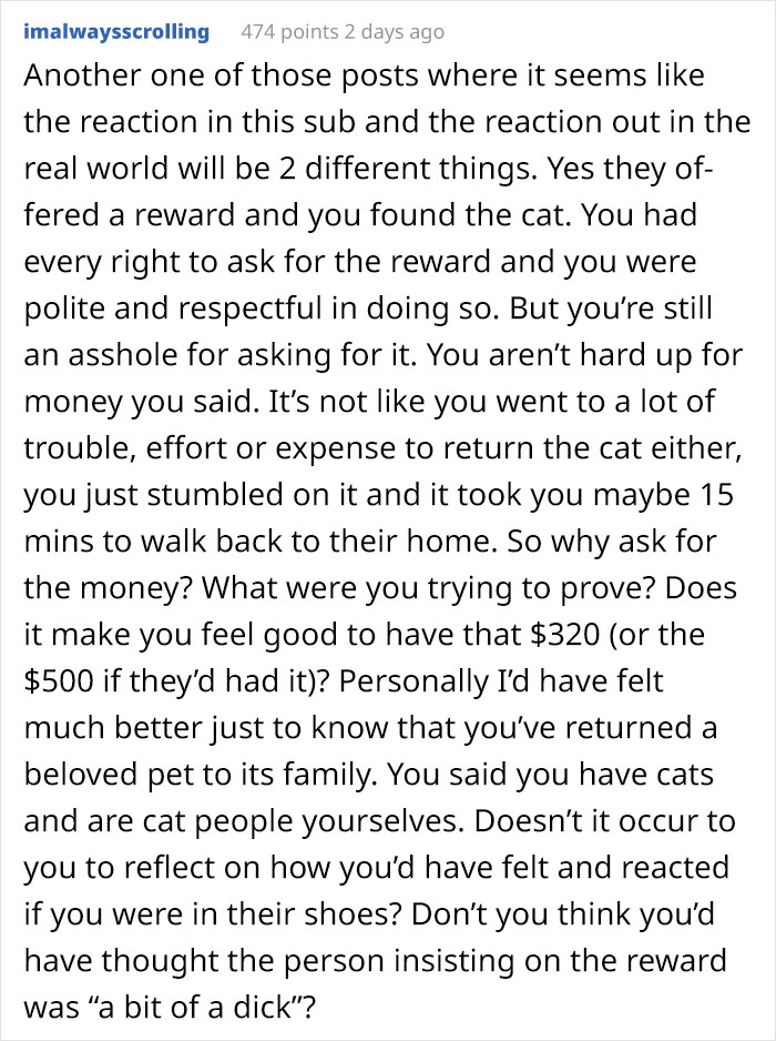Guy Finds Lost Cat, Brings It To Its Owners, Asks For $500 Promised Reward, Gets Sneered At And Judged Guy Finds Lost Cat, Brings It To Its Owners, Asks For $500 Promised Reward, Gets Sneered At And Judged