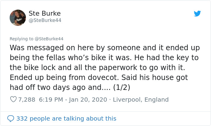 After Noticing A Stolen $1,760 Bike For Sale, This Man Buys It For $104 And Asks For Twitter’s Help To Locate The Owner After Noticing A Stolen $1,760 Bike For Sale, This Man Buys It For $104 And Asks For Twitter’s Help To Locate The Owner
