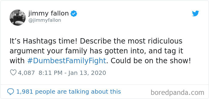 Jimmy Fallon Asks His Followers To Tweet Their Dumbest Family Fights, And They Deliver (30 Tweets)