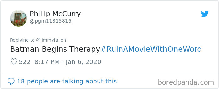 Jimmy Fallon Asks People To Ruin Movies With One Word And Here Are 55 Hilarious Responses Jimmy Fallon Asks People To Ruin Movies With One Word And Here Are 55 Hilarious Responses