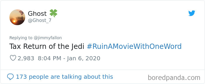 Jimmy Fallon Asks People To Ruin Movies With One Word And Here Are 55 Hilarious Responses Jimmy Fallon Asks People To Ruin Movies With One Word And Here Are 55 Hilarious Responses